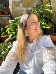 Pendientes Caléndula-Verde/Rosa