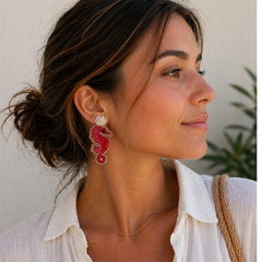 Pendientes Riviera Seahorse Coral Duo