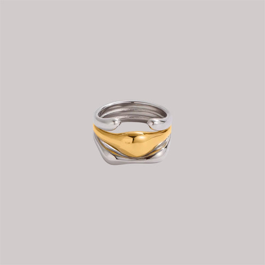 Anillo Bicolor Ajustable — Acero Inoxidable
