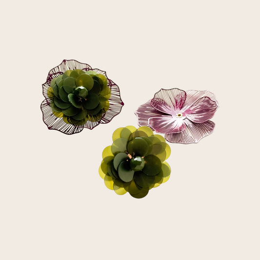 Pendientes Flor Oliva 2 en 1