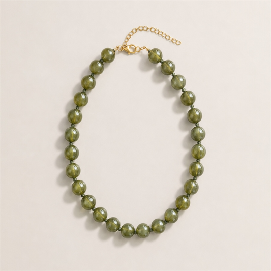 Collar Aura de Cuentas Marmoleadas Verde