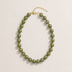 Collar Aura de Cuentas Marmoleadas Verde