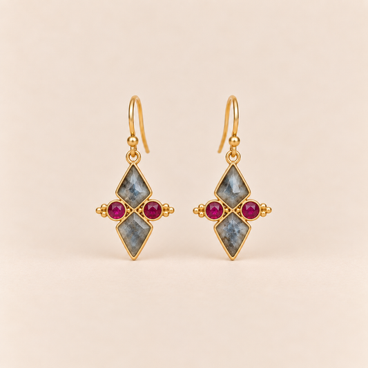 Pendientes Iris•Gris Humo y Rosa