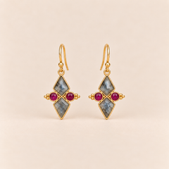 Pendientes Iris•Gris Humo y Rosa